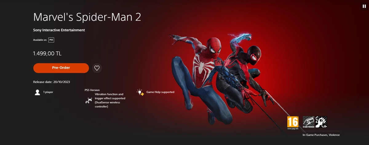 Предзакажи Spider-Man 2 за 10 000 рублей и получи его через месяц после релиза Предзакажи Spider-Man 2 за 10 000 рублей и получи его через месяц после релиза