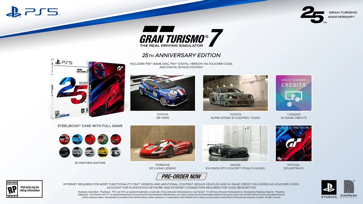 Объявлены бонусы за предзаказ и ограниченное издание 25th Anniversary по Gran Turismo 7 Объявлены бонусы за предзаказ и ограниченное издание 25th Anniversary по Gran Turismo 7