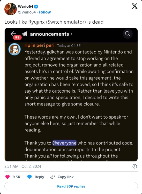 Хьюстон, у нас потери — Nintendo добралась до эмулятора Switch Ryujinx Хьюстон, у нас потери — Nintendo добралась до эмулятора Switch Ryujinx