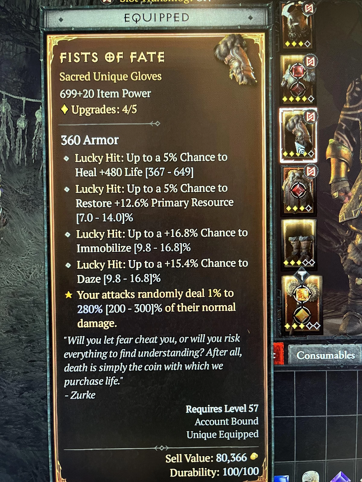 Игрок в Diablo IV получил очень странные перчатки — их бонусы полностью зависят от удачи Игрок в Diablo IV получил очень странные перчатки — их бонусы полностью зависят от удачи