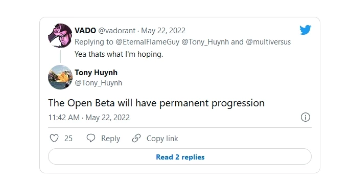 Разработчик файтинга MultiVersus подтвердил, что открытая бета-версия игры будет иметь постоянную прогрессию Разработчик файтинга MultiVersus подтвердил, что открытая бета-версия игры будет иметь постоянную прогрессию
