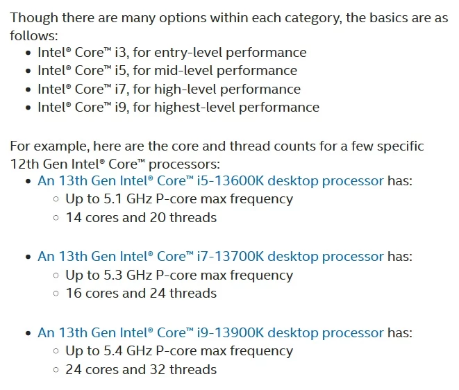 Официальные характеристики процессоров Intel Core 13 поколения Официальные характеристики процессоров Intel Core 13 поколения