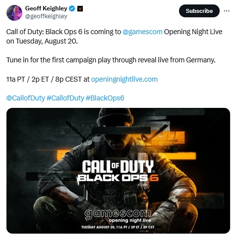Геймплей кампании Call of Duty: Black Ops 6 покажут на gamescom ONL Геймплей кампании Call of Duty: Black Ops 6 покажут на gamescom ONL