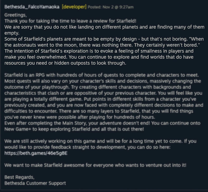 Вы не понимаете, Starfield не скучная! Так говорит поддержка Bethesda Вы не понимаете, Starfield не скучная! Так говорит поддержка Bethesda