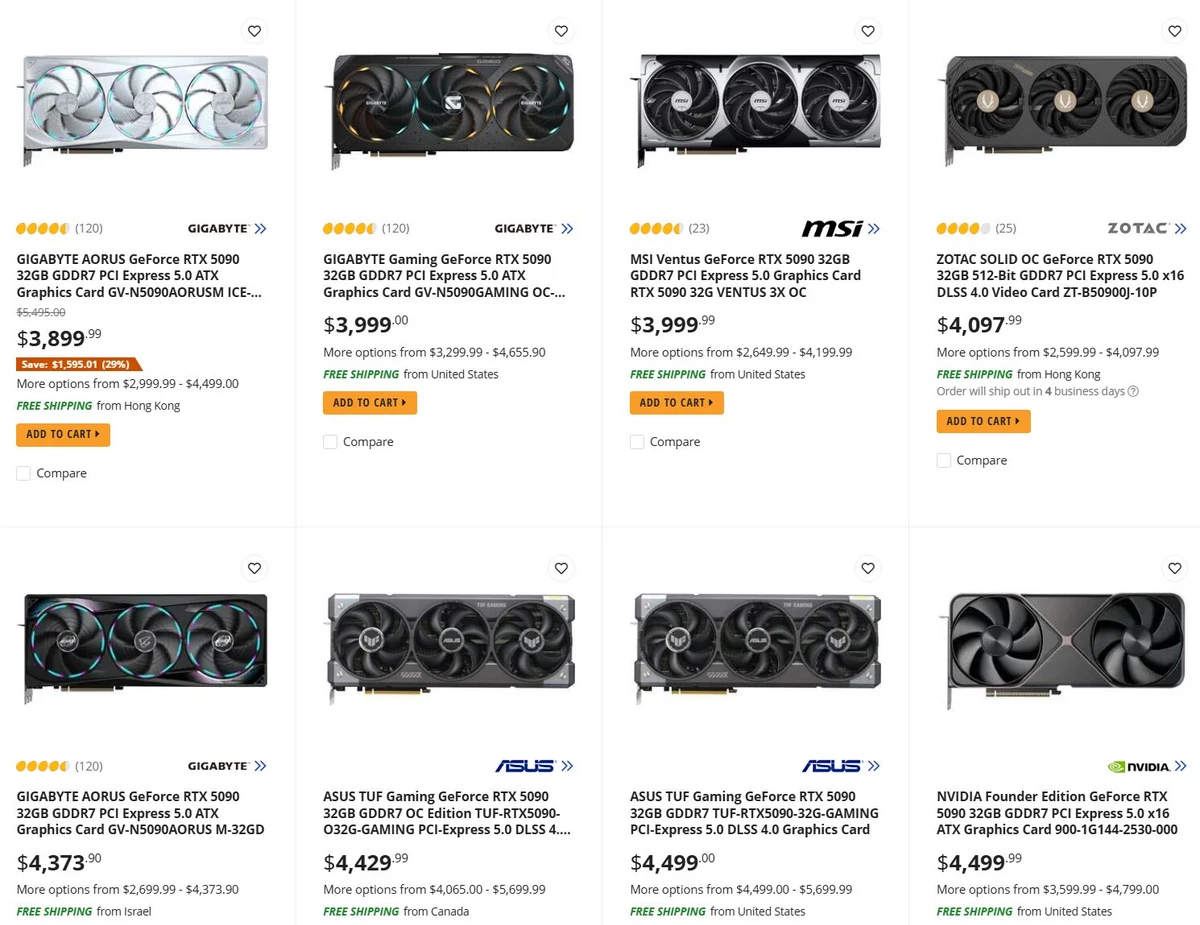 Цена одной RTX 5090 скоро превысит цену готовой сборки с RTX 5090 внутри