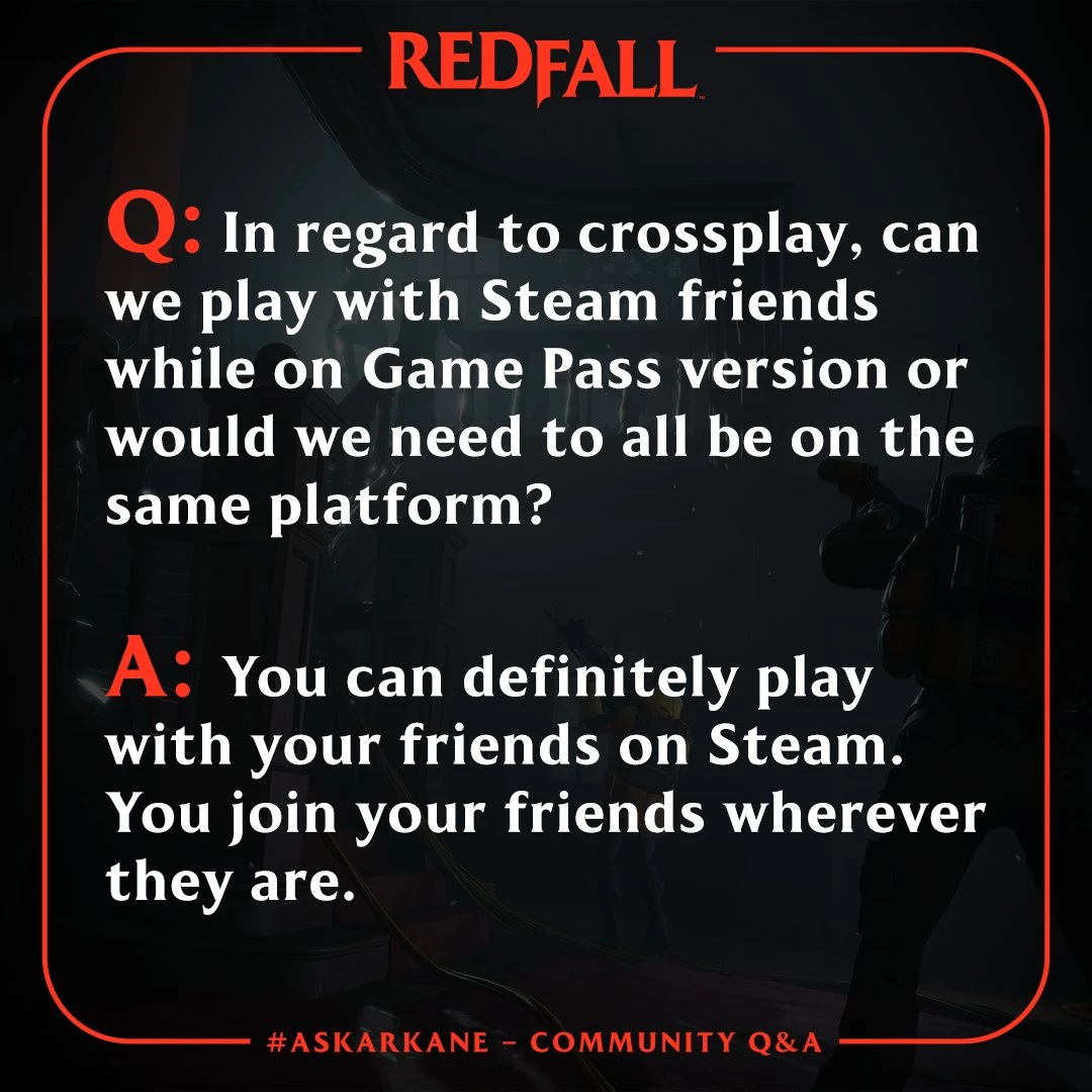 В Redfall будет кроссплей между Xbox, PC Game Pass, Steam и EGS В Redfall будет кроссплей между Xbox, PC Game Pass, Steam и EGS