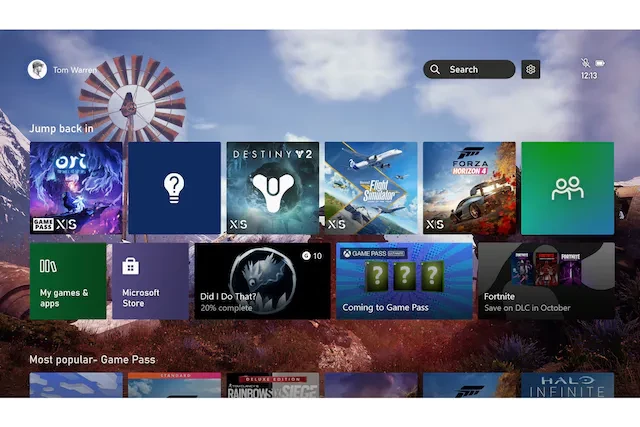 Обновленный экран Xbox Обновленный экран Xbox