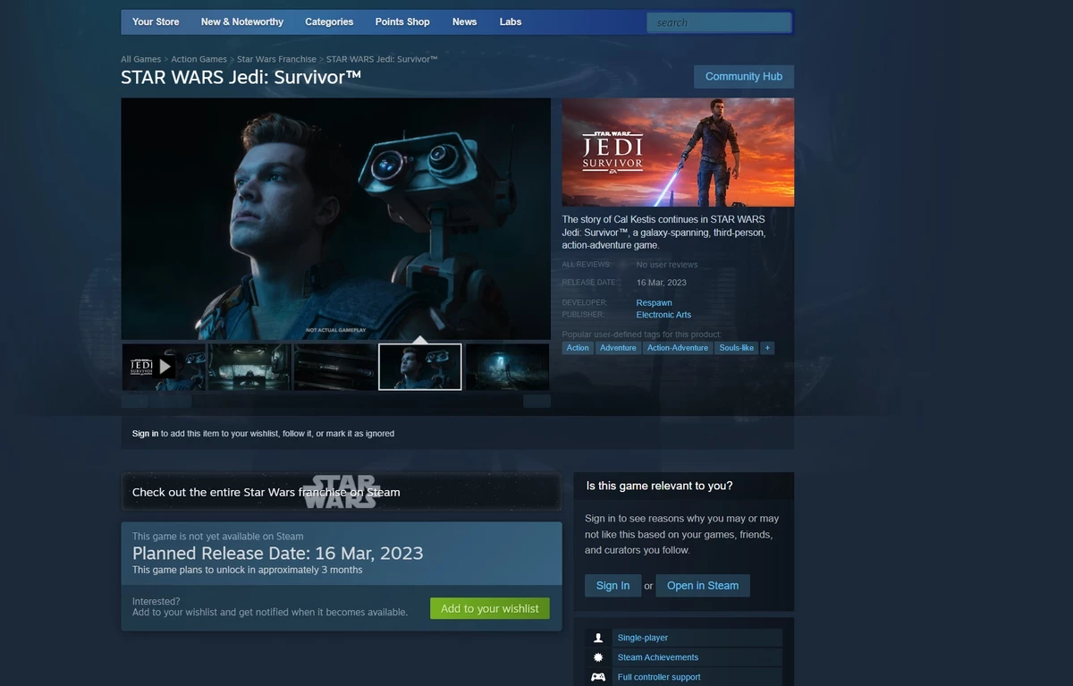 Релиз Star Wars Jedi: Survivor состоится в середине марта. В игре не будет русского языка Релиз Star Wars Jedi: Survivor состоится в середине марта. В игре не будет русского языка
