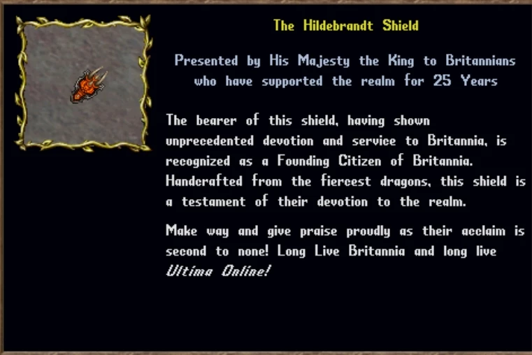 Ultima Online исполнилось 25 лет. Истиным фанатам игры подарили памятный щит Ultima Online исполнилось 25 лет. Истиным фанатам игры подарили памятный щит