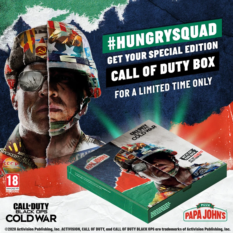 Call of Duty: Black Ops Cold War - Получайте уникальный контент при заказе пиццы в “Папа Джонс” Call of Duty: Black Ops Cold War - Получайте уникальный контент при заказе пиццы в “Папа Джонс”