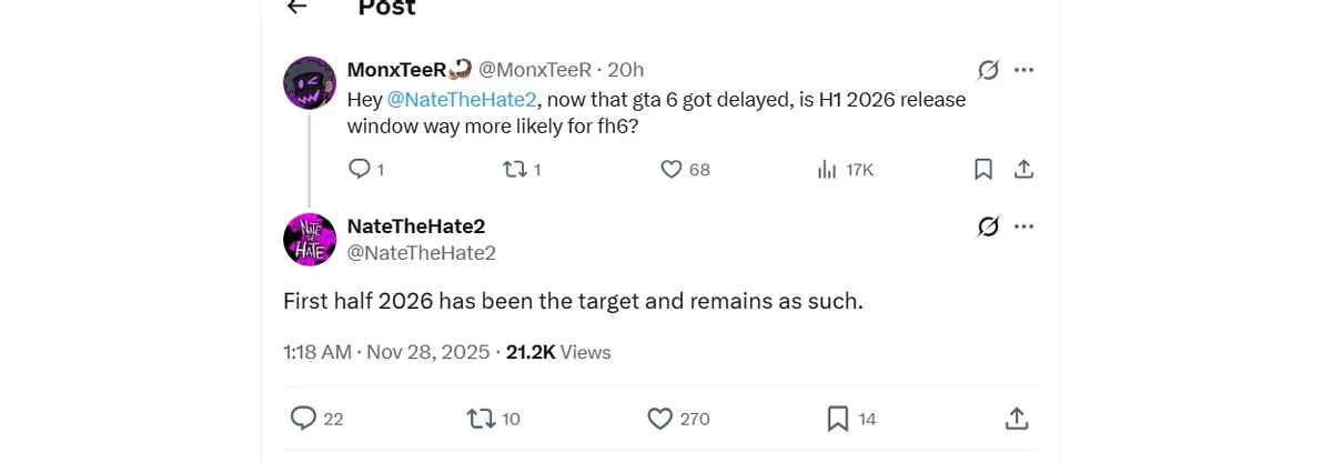 Инсайдер в очередной раз подтвердил выход Forza Horizon 6 в первой половине 2026 года