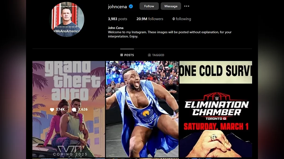 Джон Сина появится в GTA 6? Рестлер троллит игроков Джон Сина появится в GTA 6? Рестлер троллит игроков