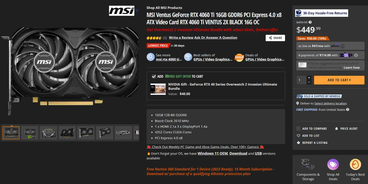 NVIDIA испугалась RX 7700 XT и снизила цены на RTX 4060 Ti 16 Гб NVIDIA испугалась RX 7700 XT и снизила цены на RTX 4060 Ti 16 Гб