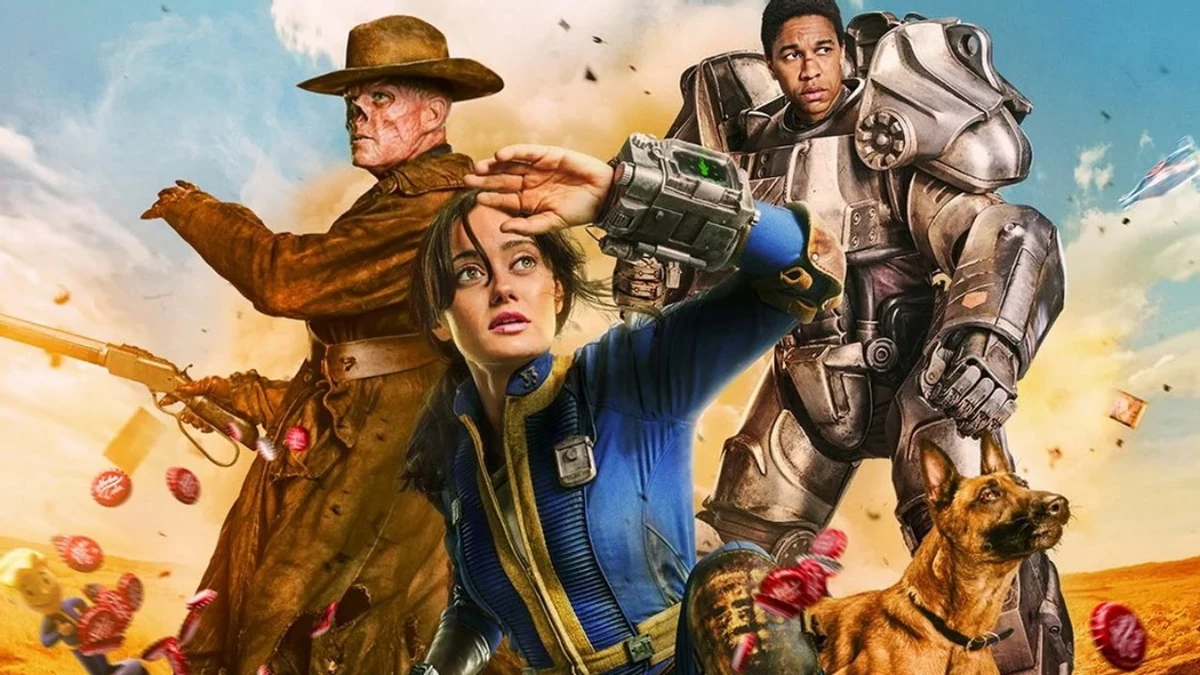 Трое на постере, не считая собаки — главные герои сериала Fallout Трое на постере, не считая собаки — главные герои сериала Fallout