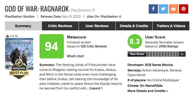 Новый трейлер God of War Ragnarok показывает замечательные оценки игровых критиков Новый трейлер God of War Ragnarok показывает замечательные оценки игровых критиков