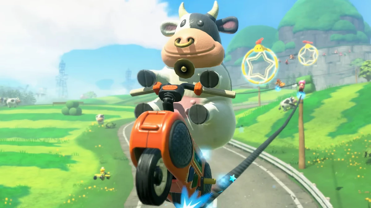 Одержимые зоозащитники из PETA требуют убрать у коровы из Mario Kart World стильный пирсинг из носа Одержимые зоозащитники из PETA требуют убрать у коровы из Mario Kart World стильный пирсинг из носа