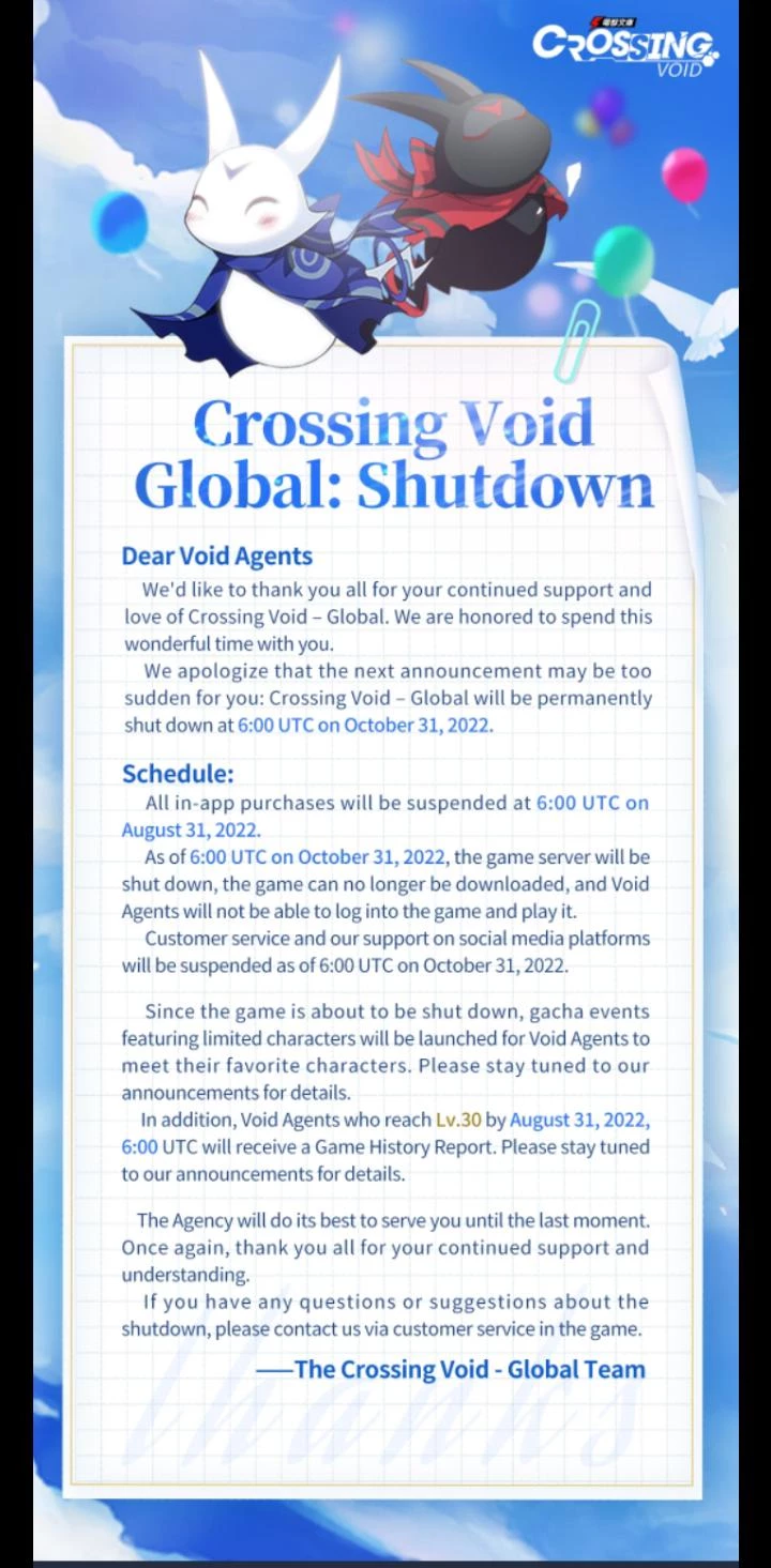 Мобильная RPG Crossing Void закроется в октябре Мобильная RPG Crossing Void закроется в октябре