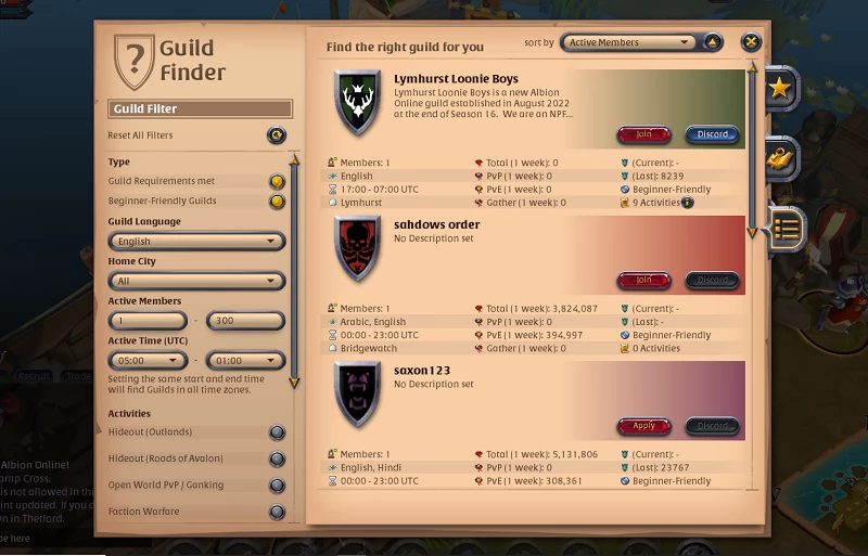 Новый поиск гильдий в Albion Online и два новых языка Новый поиск гильдий в Albion Online и два новых языка