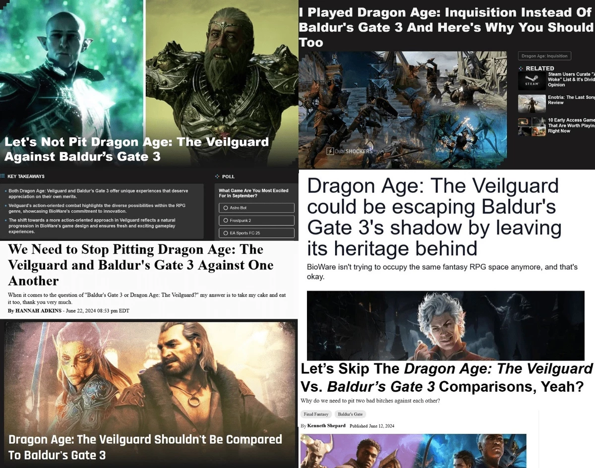 Дружный хор западных игросми требует не сравнивать Dragon Age: The Veilguard с Baldur's Gate 3 Дружный хор западных игросми требует не сравнивать Dragon Age: The Veilguard с Baldur's Gate 3