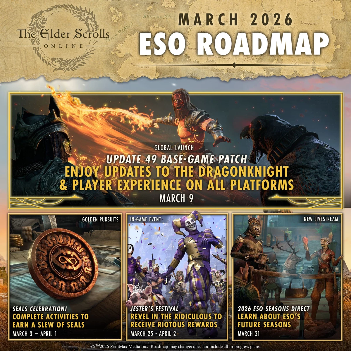 Команда The Elder Scrolls Online представила дорожную карту обновлений игры на март 2026 года