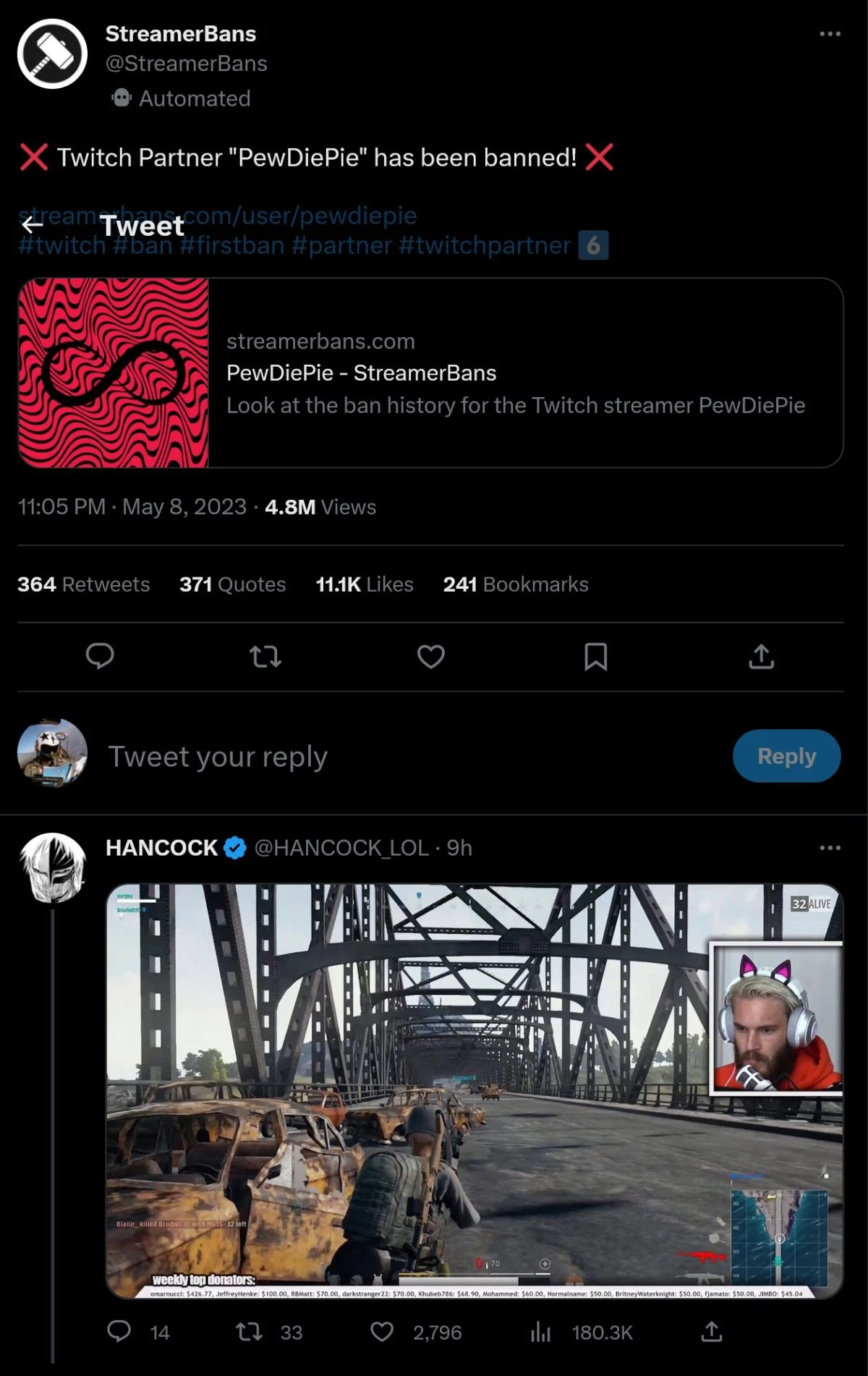 Pewdiepie забанен на Twitch, а ведь он даже там не стримил Pewdiepie забанен на Twitch, а ведь он даже там не стримил