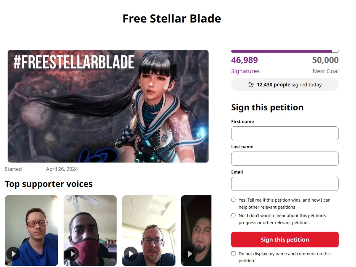Игроки создали петицию против цензуры в Stellar Blade Игроки создали петицию против цензуры в Stellar Blade
