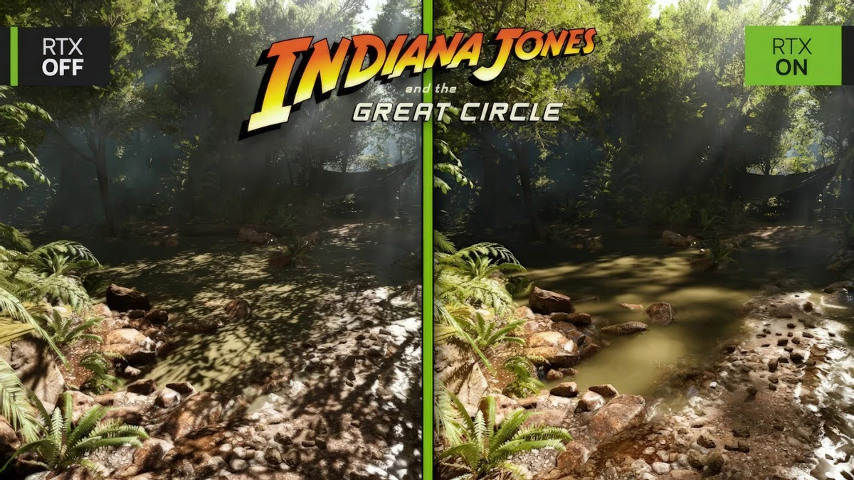 Сравнение Indiana Jones and the Great Circle с трассировкой путей и без Сравнение Indiana Jones and the Great Circle с трассировкой путей и без