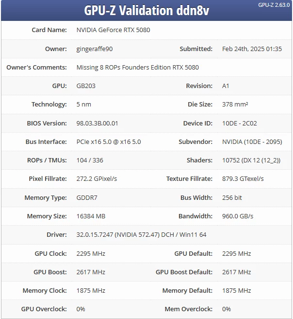 Новая фишка NVIDIA RTX 50, обрезанное количество ROP, добралась и до RTX 5080 Новая фишка NVIDIA RTX 50, обрезанное количество ROP, добралась и до RTX 5080