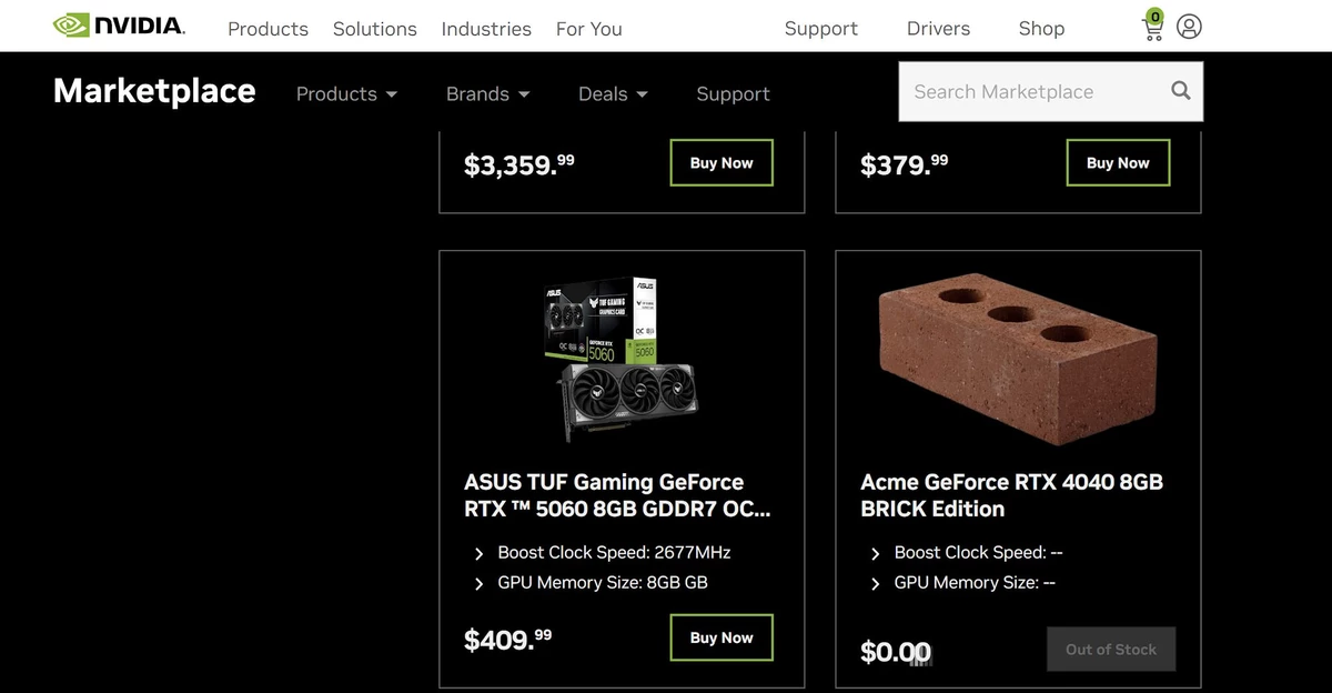 NVIDIA GeForce RTX 4040 Brick Edition — шутка ли?