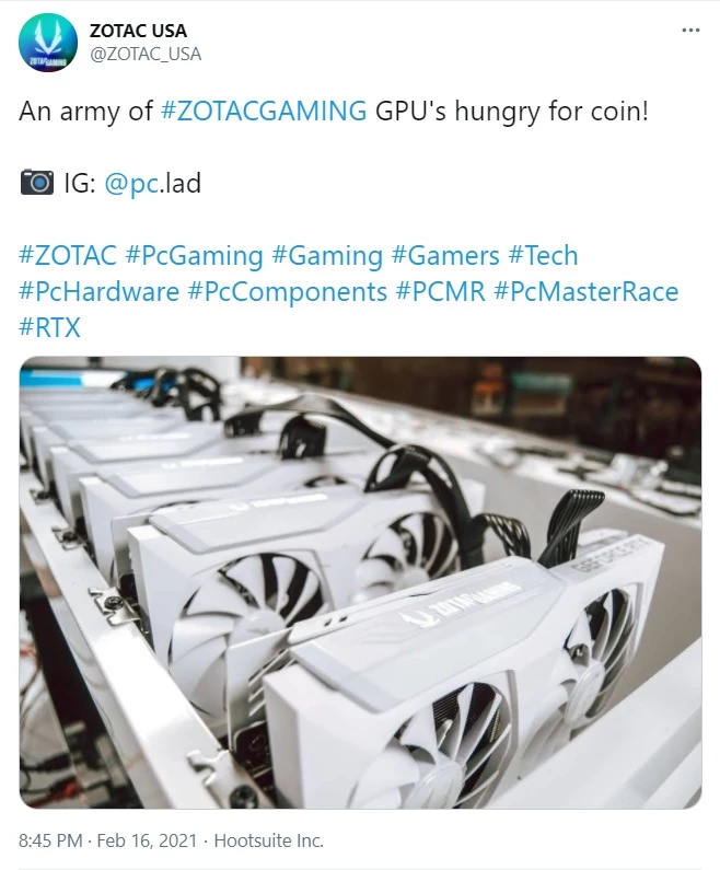 Zotac поддержала майнинг, затроллила геймеров, а потом испугалась, когда игроки взялись за вилы и факелы Zotac поддержала майнинг, затроллила геймеров, а потом испугалась, когда игроки взялись за вилы и факелы