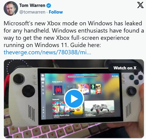 Xbox Mode разблокирован для всех портативных Windows-консолей
