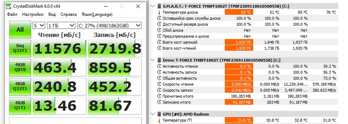 SSD Teamgroup CARDEA Z540 без дополнительного охлаждения SSD Teamgroup CARDEA Z540 без дополнительного охлаждения