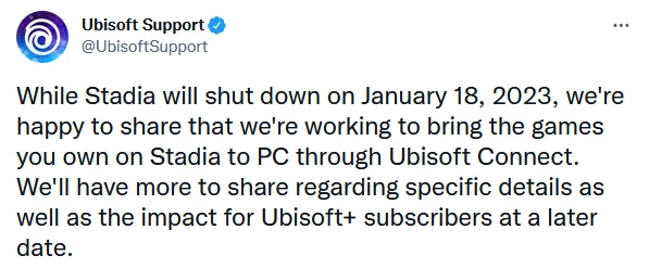 Ubisoft, Bungie и IO Interactive помогут игрокам перенести сохранения с Google Stadia Ubisoft, Bungie и IO Interactive помогут игрокам перенести сохранения с Google Stadia