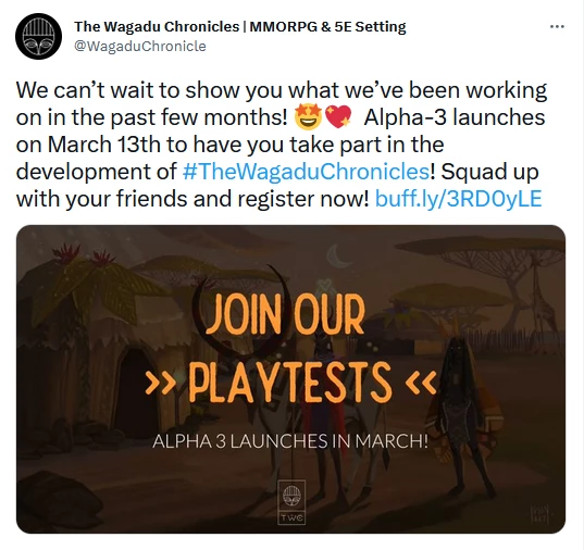 Третий альфа-тест MMORPG The Wagadu Chronicles пройдет в марте. Регистрация открыта Третий альфа-тест MMORPG The Wagadu Chronicles пройдет в марте. Регистрация открыта