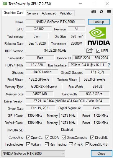 Обзор Palit GeForce RTX™ 3090 GamingPro - шум, температуры, энергопотребление, тестирование в играх Обзор Palit GeForce RTX™ 3090 GamingPro - шум, температуры, энергопотребление, тестирование в играх