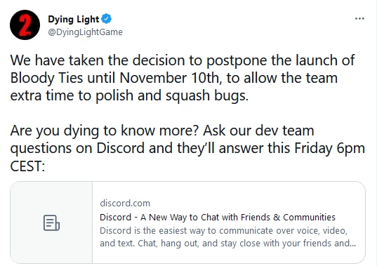 Выход сюжетного DLC Dying Light 2 Stay Human: Bloody Ties снова отложен Выход сюжетного DLC Dying Light 2 Stay Human: Bloody Ties снова отложен