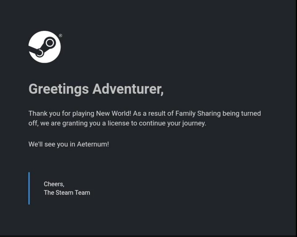 Amazon начал бесплатно раздавать копии New World тем, кто играл через Steam Family Sharing Amazon начал бесплатно раздавать копии New World тем, кто играл через Steam Family Sharing