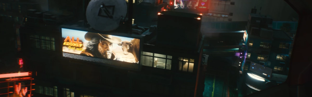 В Cyberpunk 2077 нашли рекламный баннер с пьющим молоко Люком Скайуокером В Cyberpunk 2077 нашли рекламный баннер с пьющим молоко Люком Скайуокером