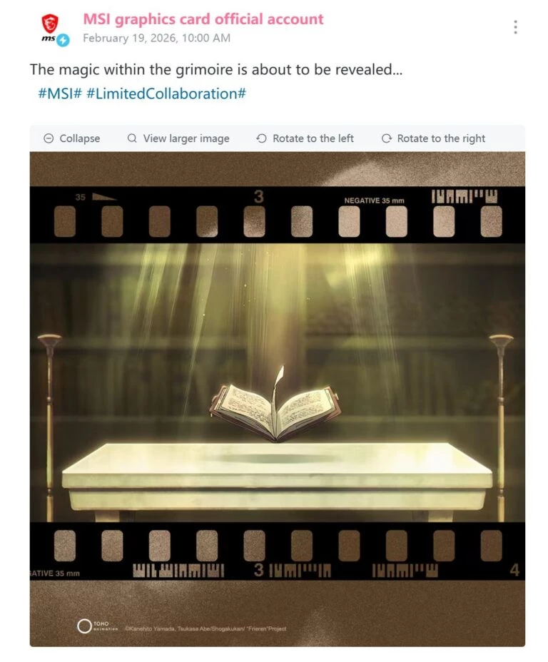 Провожающая в последний путь Фрирен проведет коллаборацию с MSI. Ждем блоки питания и RTX 5090 с эльфийкой? Провожающая в последний путь Фрирен проведет коллаборацию с MSI. Ждем блоки питания и RTX 5090 с эльфийкой?