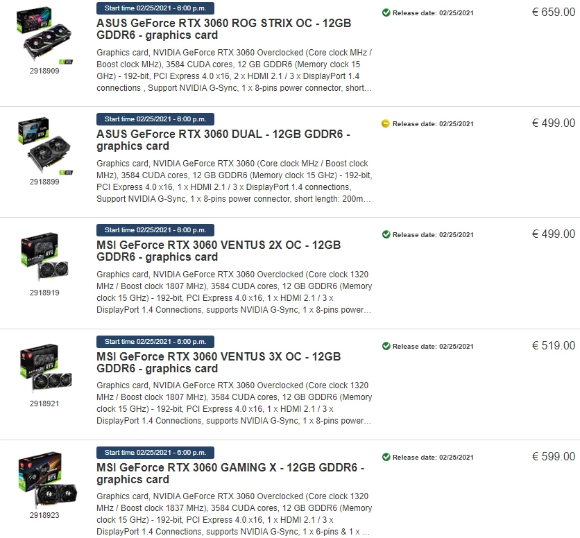 Европейские продавцы уже завысили цены на RTX 3060 Европейские продавцы уже завысили цены на RTX 3060