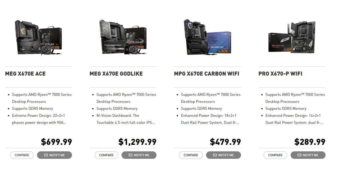 MSI назвала цены на свои материнские платы AM5 с чипсетом X670 MSI назвала цены на свои материнские платы AM5 с чипсетом X670