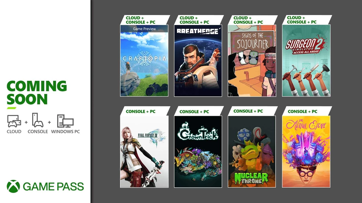 Final Fantasy XIII, Craftopia и еще несколько игр появятся в Xbox Game Pass в сентябре Final Fantasy XIII, Craftopia и еще несколько игр появятся в Xbox Game Pass в сентябре