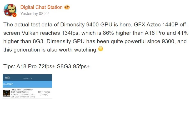 Процессор Dimensity 9400 унизит Apple A18 Pro в мощности графики Процессор Dimensity 9400 унизит Apple A18 Pro в мощности графики