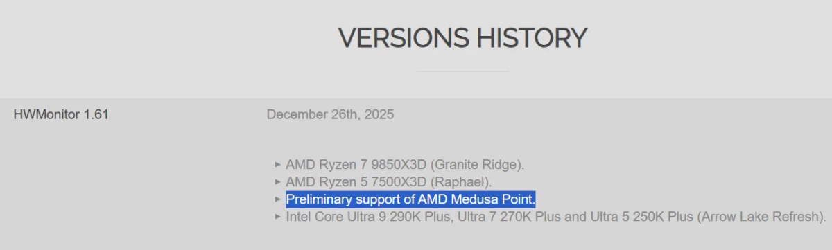 AMD Zen 6 уже близко? Приложение HWMonitor получило поддержку процессоров AMD Medusa Point