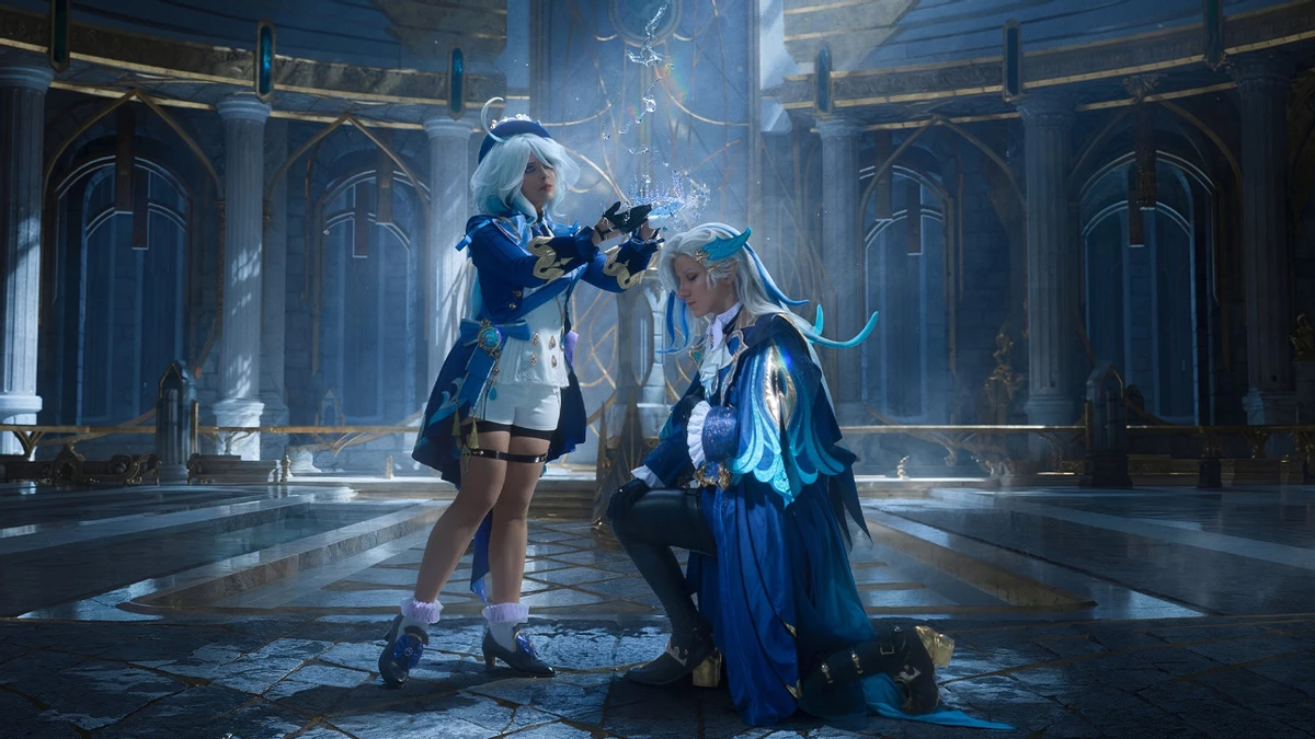 Ну очень крутой косплей Фурины и Нёвилетта из Genshin Impact 