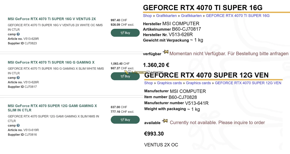 Да, у RTX 4080 SUPER и RTX 4070 Ti SUPER будет по 16 Гб видеопамяти Да, у RTX 4080 SUPER и RTX 4070 Ti SUPER будет по 16 Гб видеопамяти
