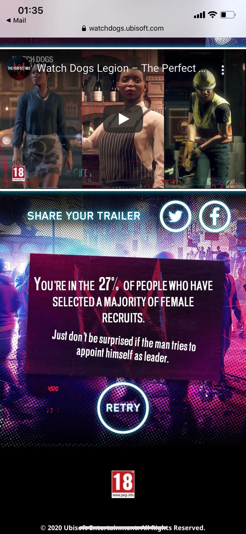 Ubisoft разослала сексистскую рекламу Watch Dogs Legion,.. направленную против мужчин Ubisoft разослала сексистскую рекламу Watch Dogs Legion,.. направленную против мужчин