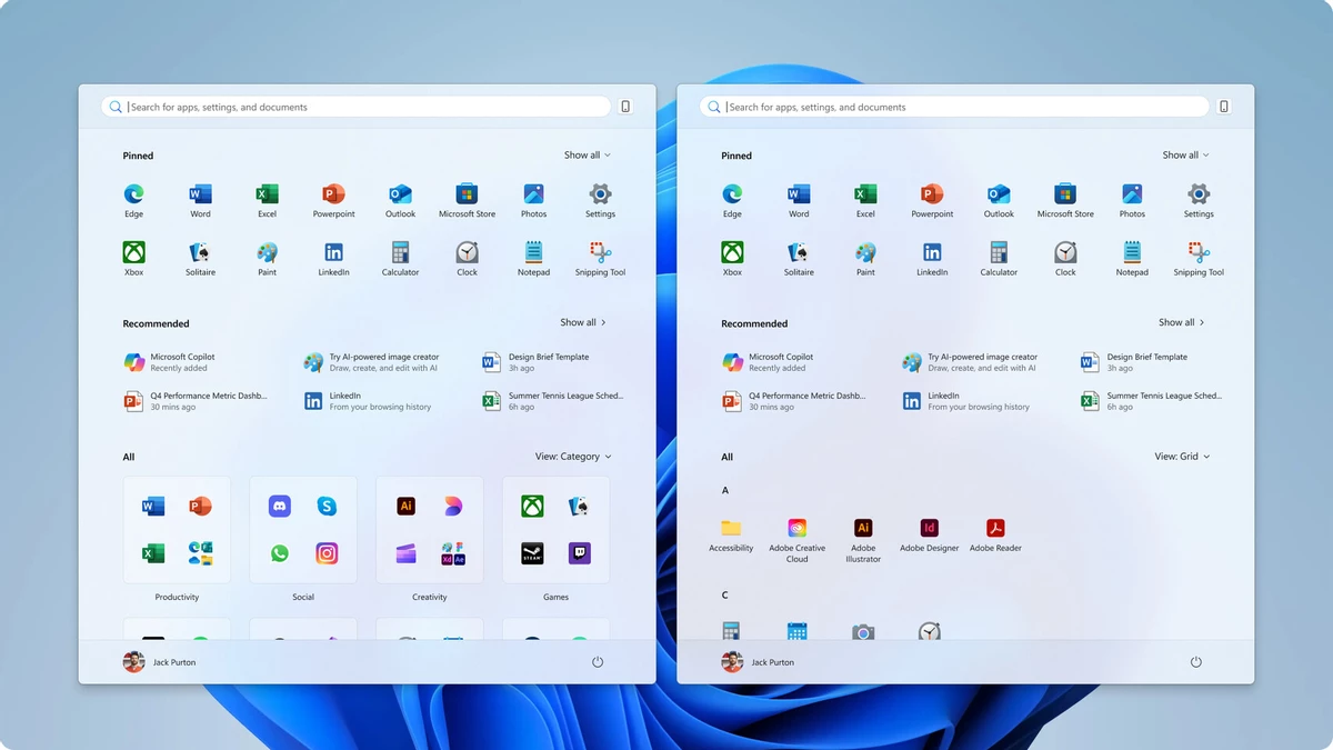 Microsoft улучшает темную тему и меню Пуск в Windows 11