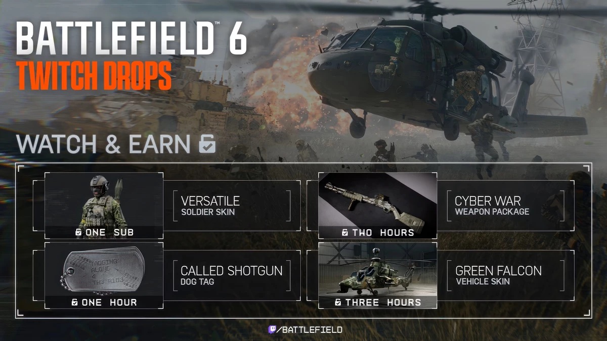 Не упустите Twitch-дропсы в честь релиза Battlefield 6 Не упустите Twitch-дропсы в честь релиза Battlefield 6