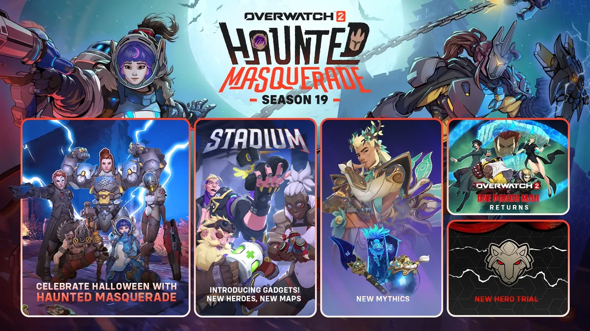 В популярном героическом шутере Overwatch 2 стартовал 19 сезон «Haunted Masquerade» В популярном героическом шутере Overwatch 2 стартовал 19 сезон «Haunted Masquerade»